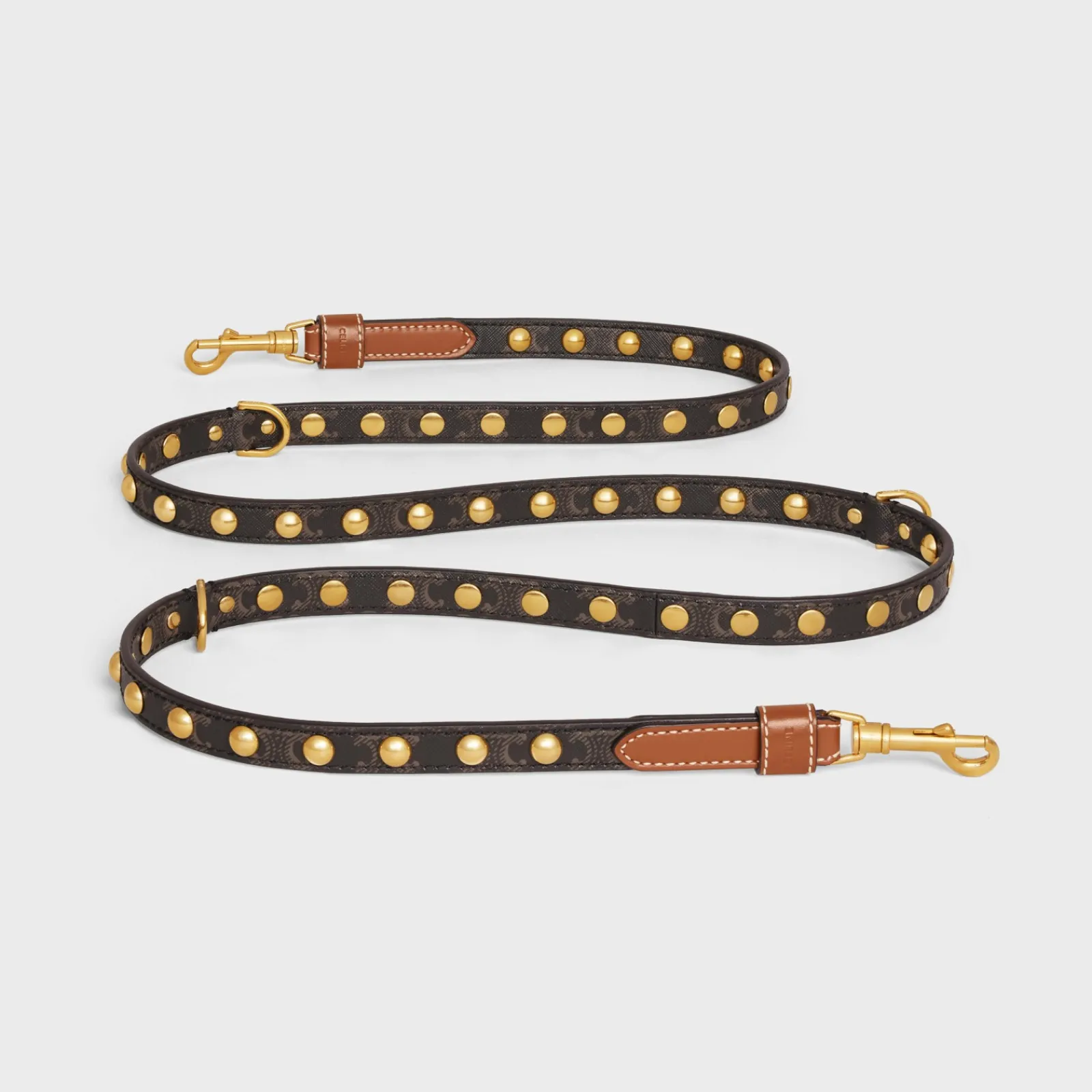 Discount Adjustable Dog Leash in Triomphe Canvas and Calfskin with Studs Dog Accessories