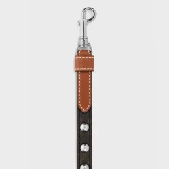 Outlet Adjustable Dog Leash in Triomphe Canvas and Calfskin with Studs Dog Accessories