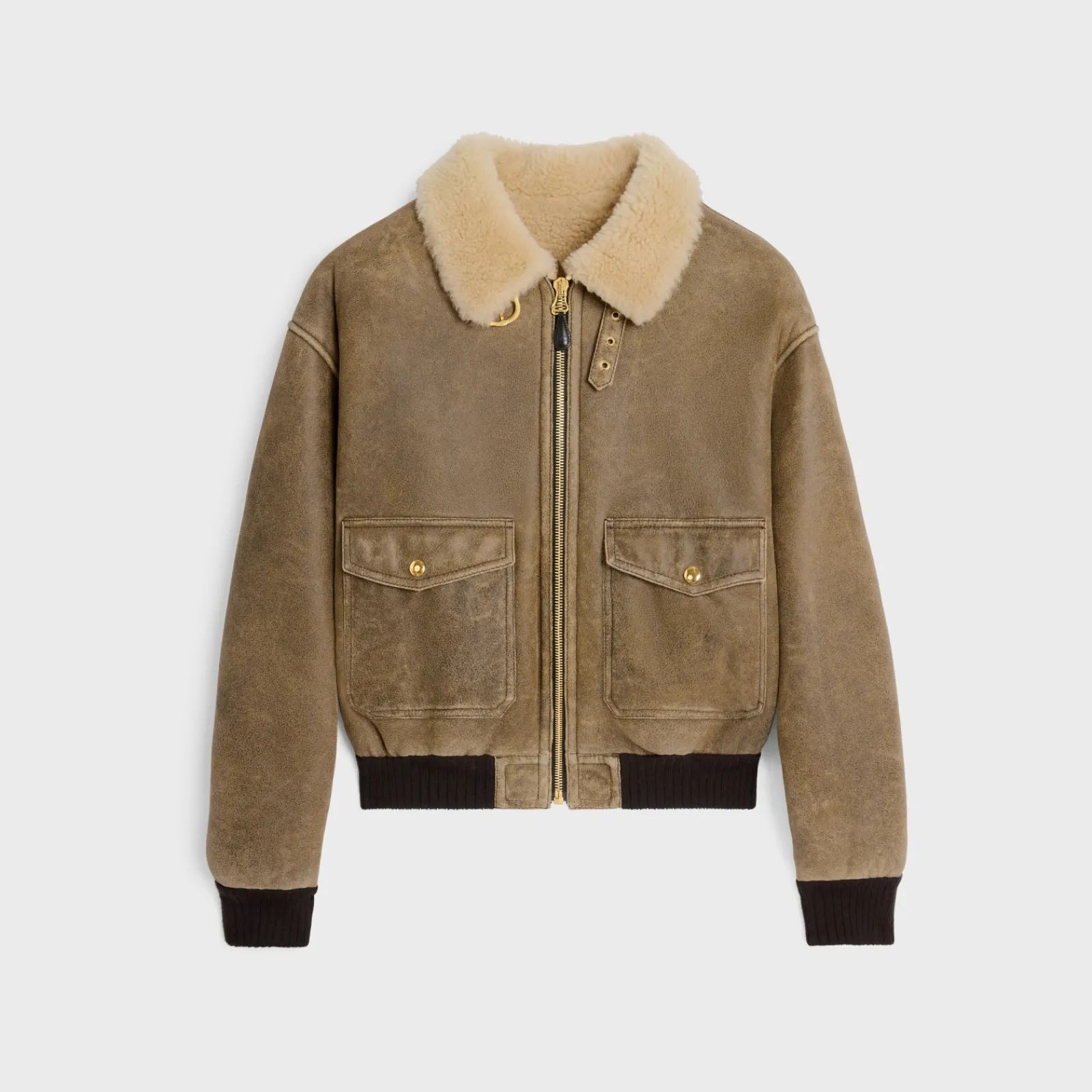 Clearance aviator blouson jacket in vintage shearling Women Leather And Shearling