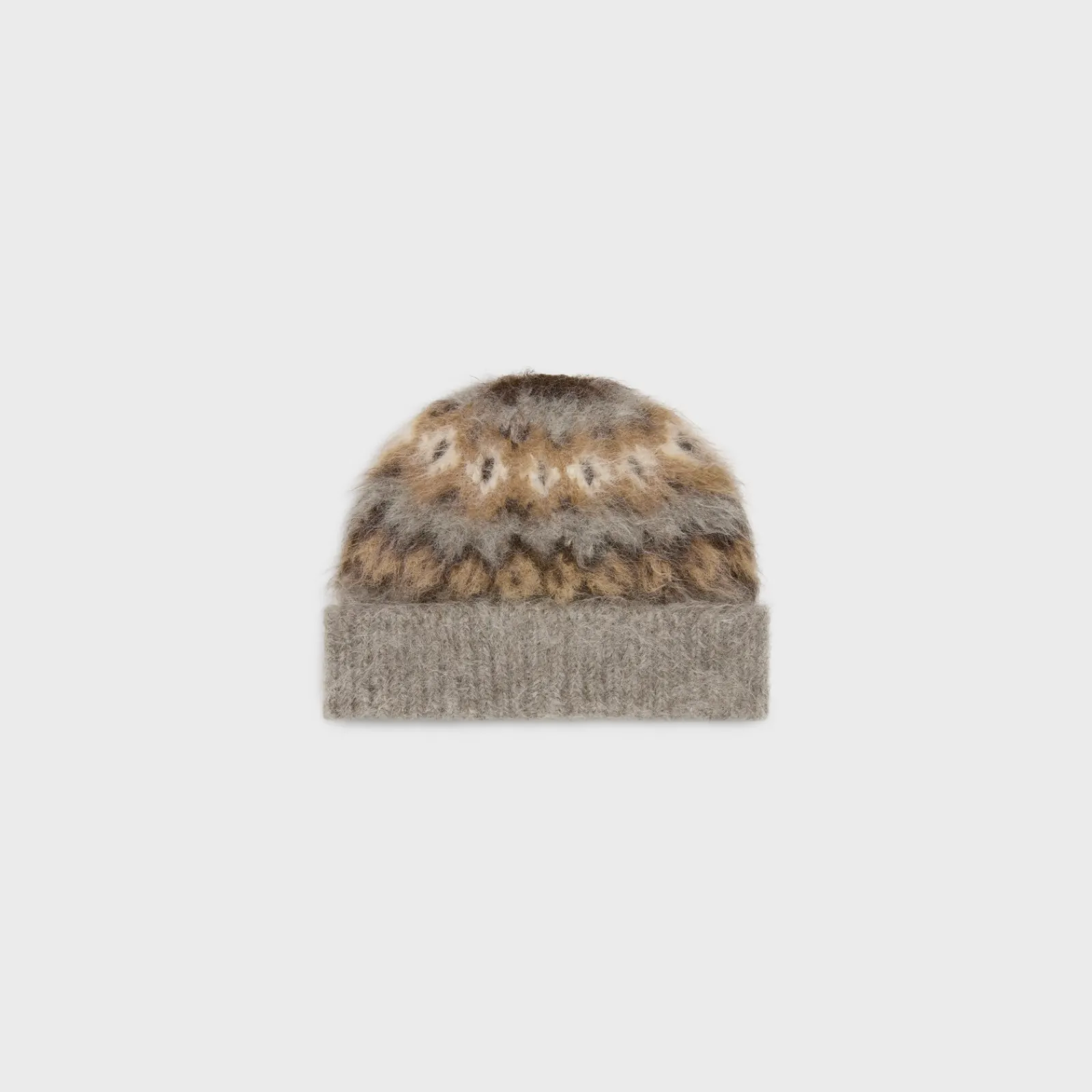 Hot beanie in brushed fair isle alpaca wool Hats And Soft Accessories