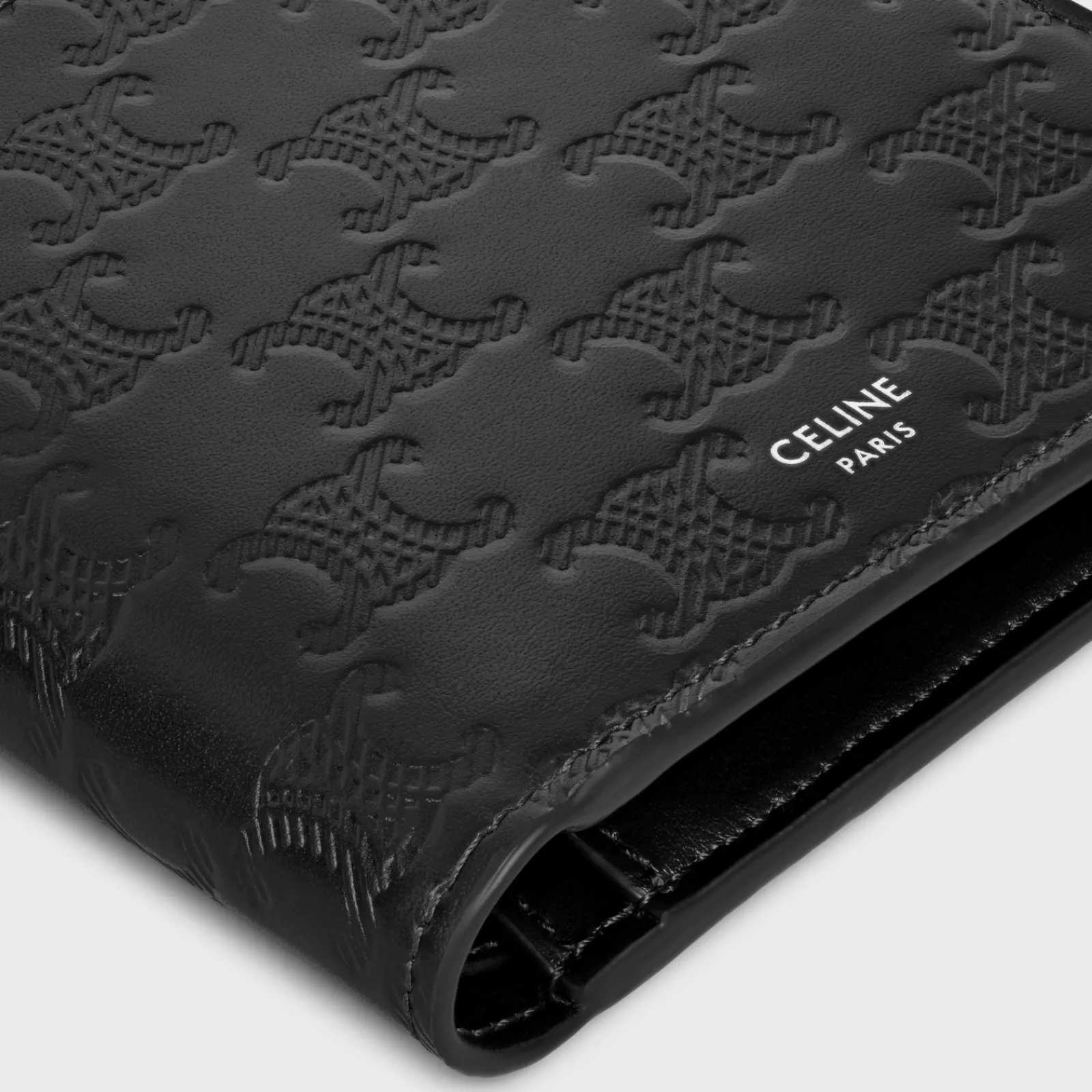 Outlet Bi-fold Wallet with Coin Compartment in Calfskin with triomphe embossed Essentials | Categories·Allets