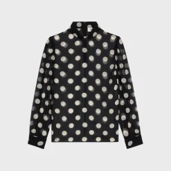 Outlet blouse with overturned collar in silk georgette Women Shirts And Tops