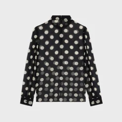 Outlet blouse with overturned collar in silk georgette Women Shirts And Tops