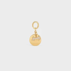 Discount Bone strass plate dog medal in brass Dog Accessories