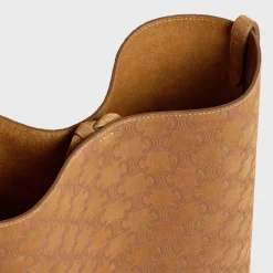 Clearance BUCKET in SUEDE CALFSKIN WITH TRIOMPHE ALL OVER Categories·Cross-Body Bags