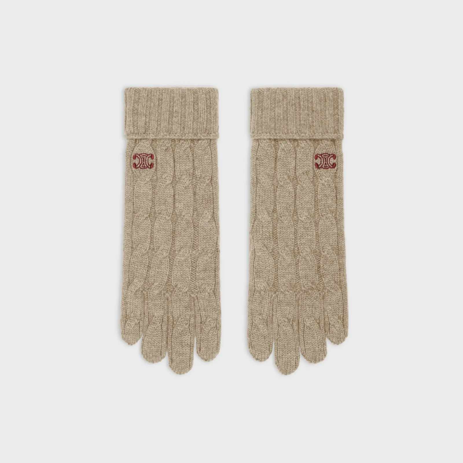 Online cable-knit triomphe gloves in cashmere Women Hats And Gloves