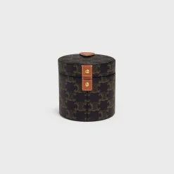 Online CANDLE HOLDER IN TRIOMPHE CANVAS AND CALFSKIN Candles And Home Scents | Home
