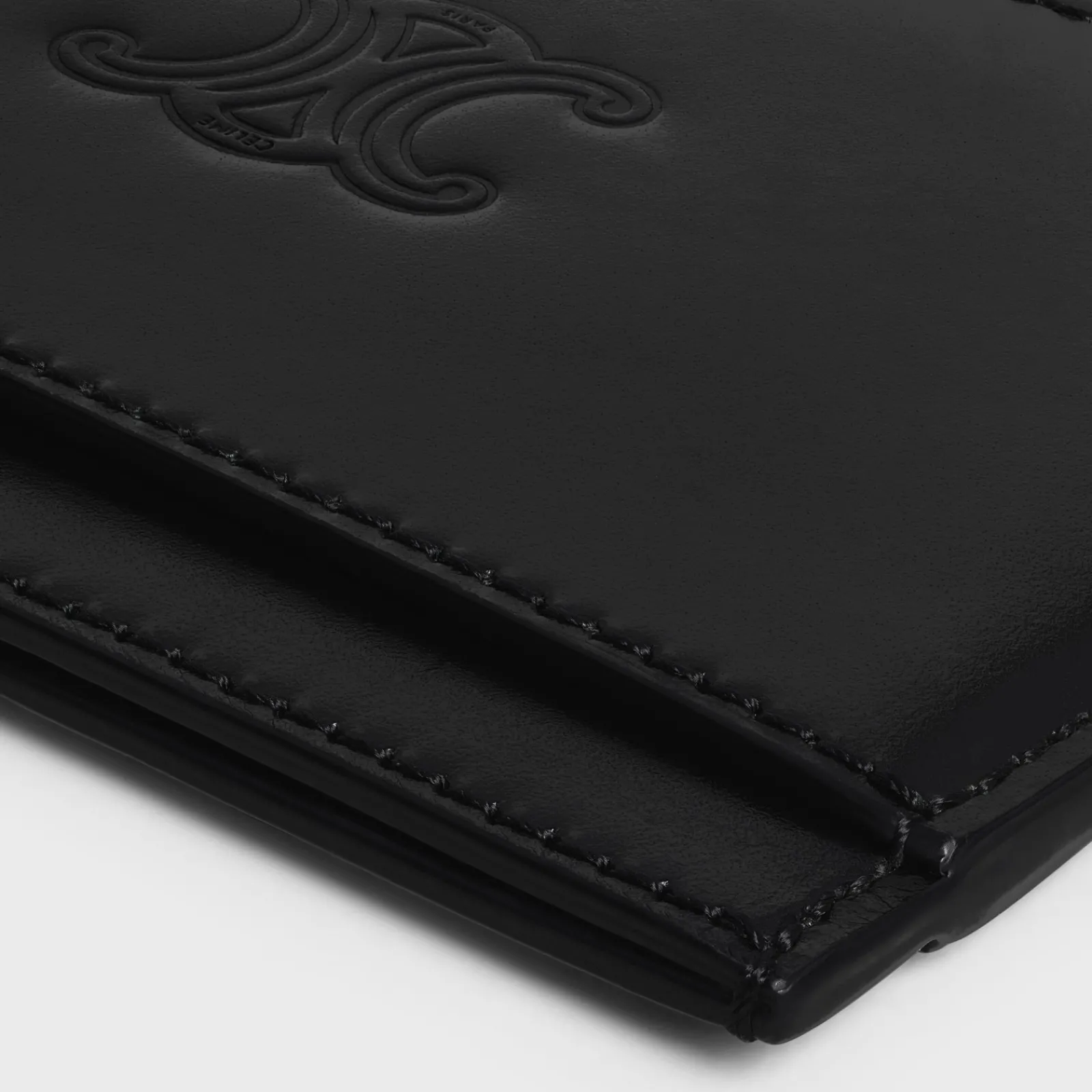New Card holder in Satinated calfskin with triomphe embossed Essentials | Categories·Oin And Card Holders