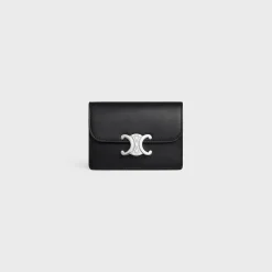 Online CARD HOLDER WITH FLAP TRIOMPHE in Shiny calfskin Women Triomphe | Categories·Coin And Card Holders