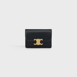 New CARD HOLDER WITH FLAP TRIOMPHE in Shiny calfskin Women Triomphe | Categories·Coin And Card Holders
