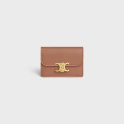 Fashion CARD HOLDER WITH FLAP TRIOMPHE in Shiny calfskin Women Triomphe | Categories·Coin And Card Holders