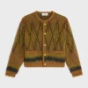 Fashion cardigan jacket in brushed argyle mohair Knitwear