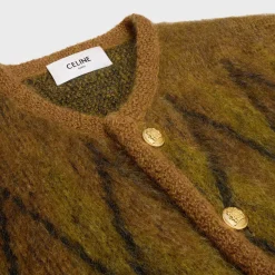 Fashion cardigan jacket in brushed argyle mohair Knitwear