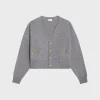 Fashion cardigan with gourmettes in heritage cashmere Women Knitwear