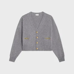 Fashion cardigan with gourmettes in heritage cashmere Women Knitwear