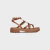 Outlet - CLEA TRIOMPHE STRAPPY SANDAL in CALFSKIN - VEGETAL NING Women Sandals