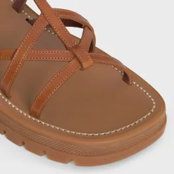 Outlet - CLEA TRIOMPHE STRAPPY SANDAL in CALFSKIN - VEGETAL NING Women Sandals