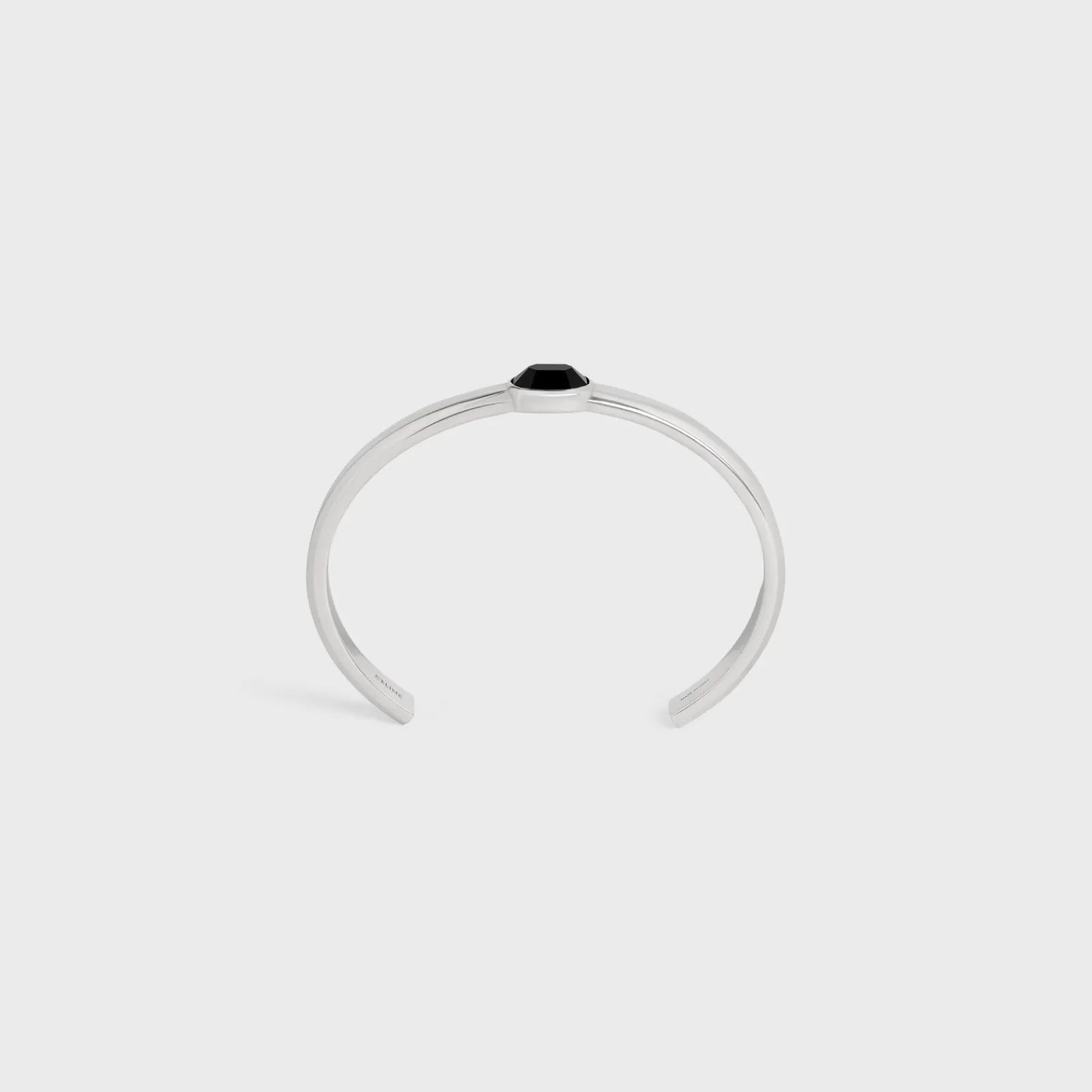 Fashion Bevelled Cuff in Onyx and Sterling Silver with Rhodium finish Bracelets & Rings
