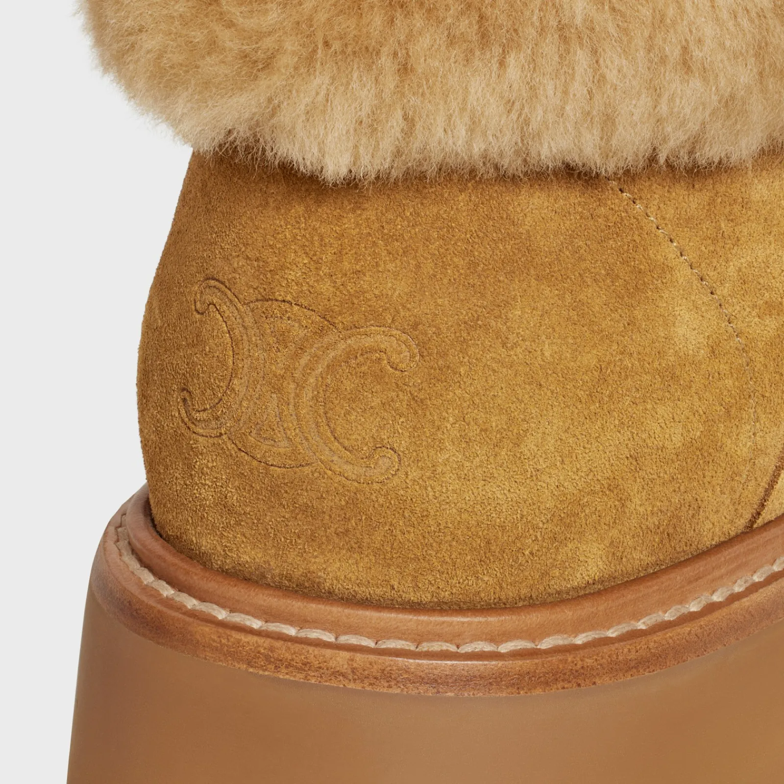 Sale BULKY CROPPED BOOT WITH TRIOMPHE TASSELS in SUEDE CALFSKIN AND SHEARLING Women Boots And Ankle Boots
