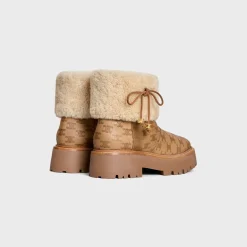 Outlet BULKY CROPPED TRIOMPHE BOOT in SUEDE STAMPED CALFSKIN AND SHEARLING Women Boots And Ankle Boots