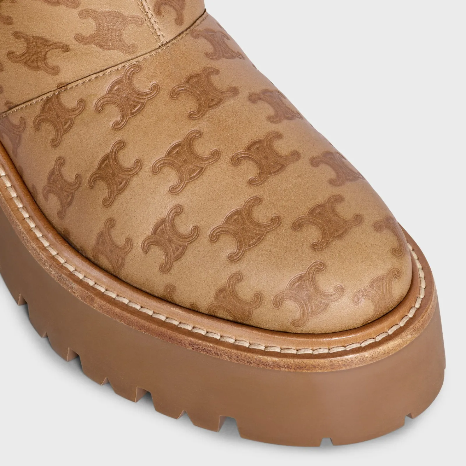 Outlet BULKY CROPPED TRIOMPHE BOOT in SUEDE STAMPED CALFSKIN AND SHEARLING Women Boots And Ankle Boots
