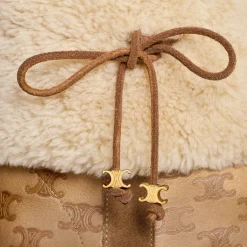 Outlet BULKY CROPPED TRIOMPHE BOOT in SUEDE STAMPED CALFSKIN AND SHEARLING Women Boots And Ankle Boots