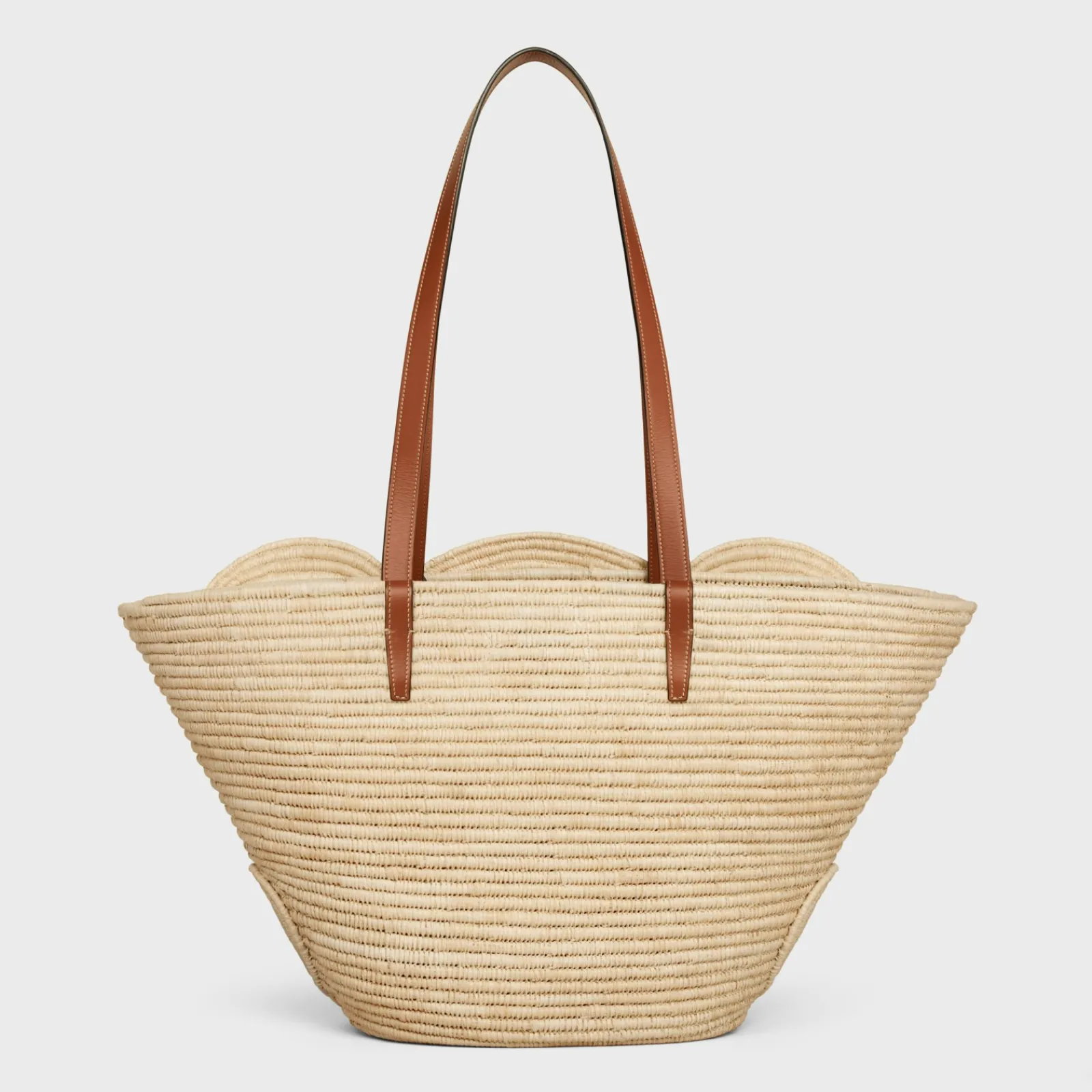 Clearance CLASSIC PANIER MEDIUM BRAIDED TRIOMPHE in RAFFIA and CALFSKIN Women More Lines·Classic Panier | Categories·Hobo And Tote Bags