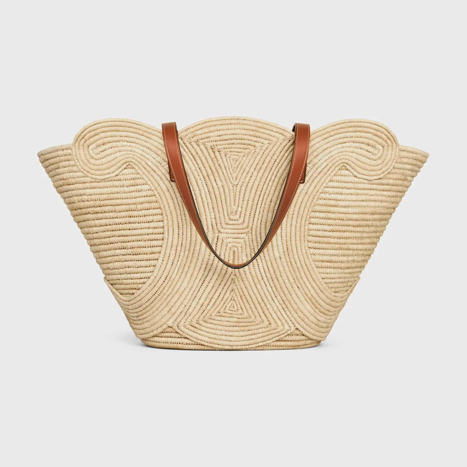 Clearance CLASSIC PANIER MEDIUM BRAIDED TRIOMPHE in RAFFIA and CALFSKIN Women More Lines·Classic Panier | Categories·Hobo And Tote Bags