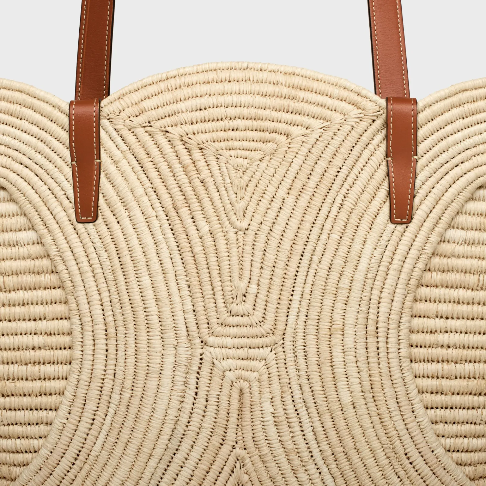 Clearance CLASSIC PANIER MEDIUM BRAIDED TRIOMPHE in RAFFIA and CALFSKIN Women More Lines·Classic Panier | Categories·Hobo And Tote Bags