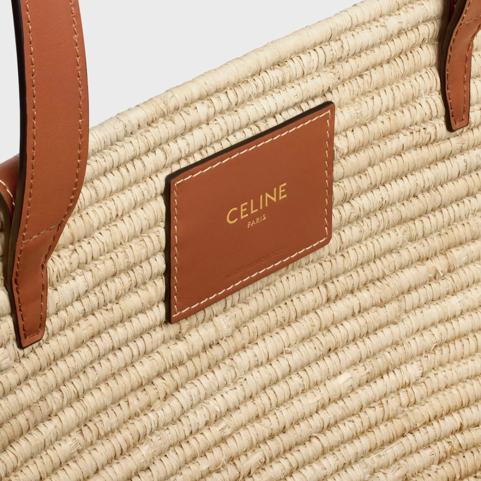 Clearance CLASSIC PANIER MEDIUM BRAIDED TRIOMPHE in RAFFIA and CALFSKIN Women More Lines·Classic Panier | Categories·Hobo And Tote Bags