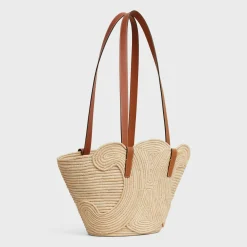 Discount CLASSIC PANIER SMALL BRAIDED TRIOMPHE in RAFFIA and CALFSKIN Women More Lines·Classic Panier | Categories·Hobo And Tote Bags