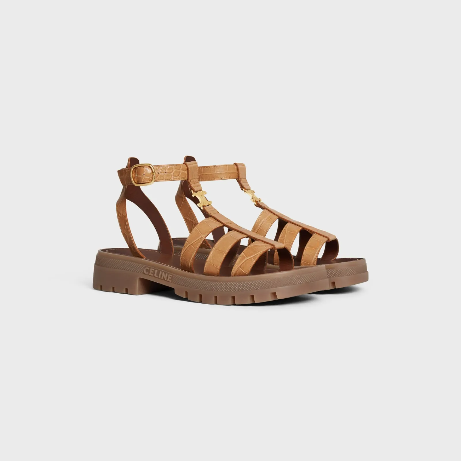 Discount CLEA TRIOMPHE GLADIATOR SANDAL in CROCODILE STAMPED CALFSKIN Women Sandals