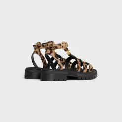 Hot CLEA TRIOMPHE GLADIATOR SANDAL in LEOPARD PRINTED HAIRY CALFSKIN Women Sandals