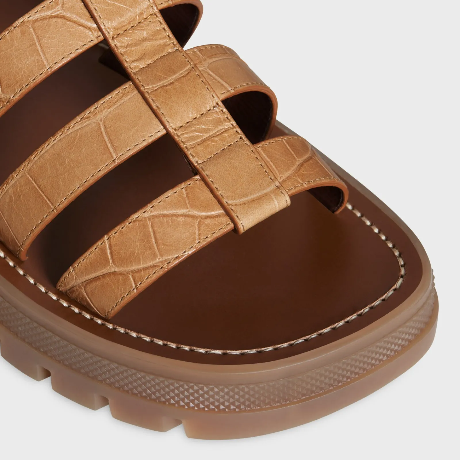 Discount CLEA TRIOMPHE GLADIATOR SANDAL in CROCODILE STAMPED CALFSKIN Women Sandals