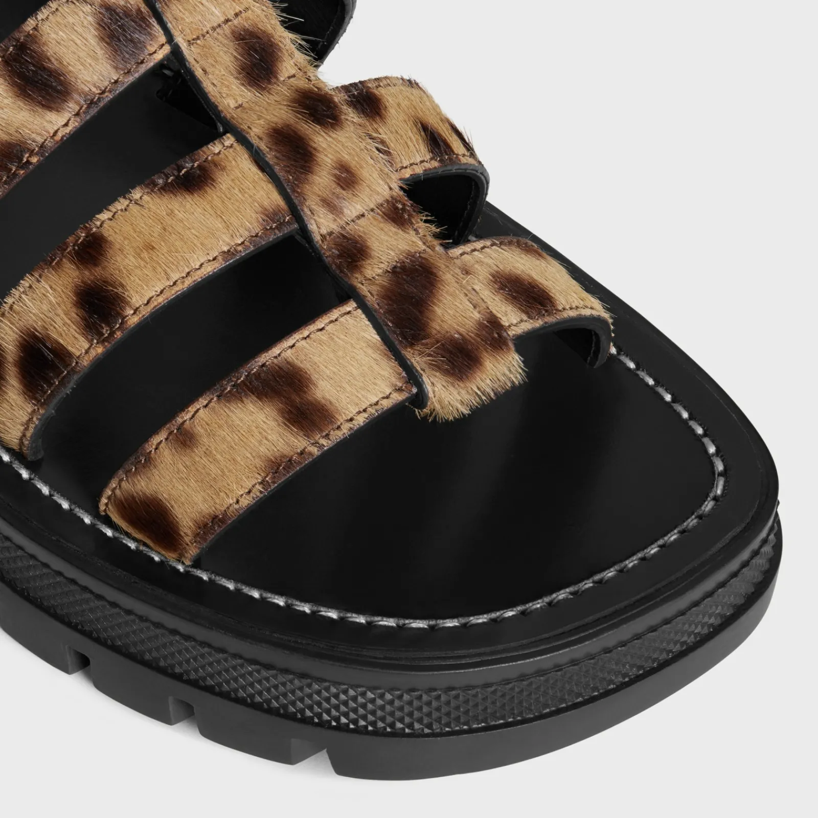 Hot CLEA TRIOMPHE GLADIATOR SANDAL in LEOPARD PRINTED HAIRY CALFSKIN Women Sandals