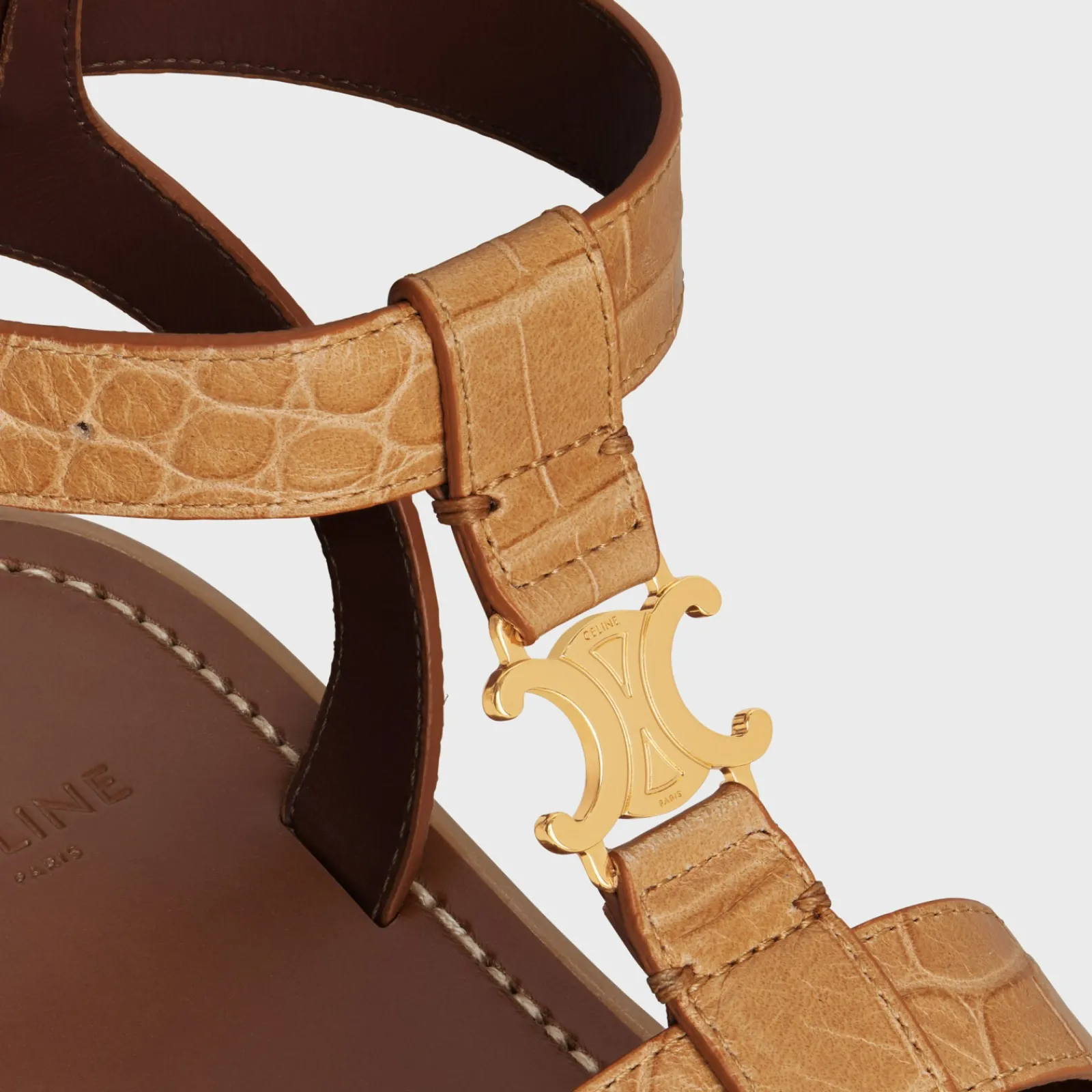 Discount CLEA TRIOMPHE GLADIATOR SANDAL in CROCODILE STAMPED CALFSKIN Women Sandals