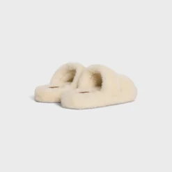 Fashion FUR SLIDES TRIOMPHE in Shearling Women Loafers And Flats