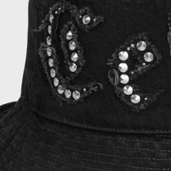 Sale gothic bucket hat with drawstring in rigid cotton Hats And Soft Accessories