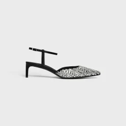 Discount KITTEN STRAP PUMP in SUEDE GOATSKIN WITH STRASS AND CALFSKIN Women Pumps