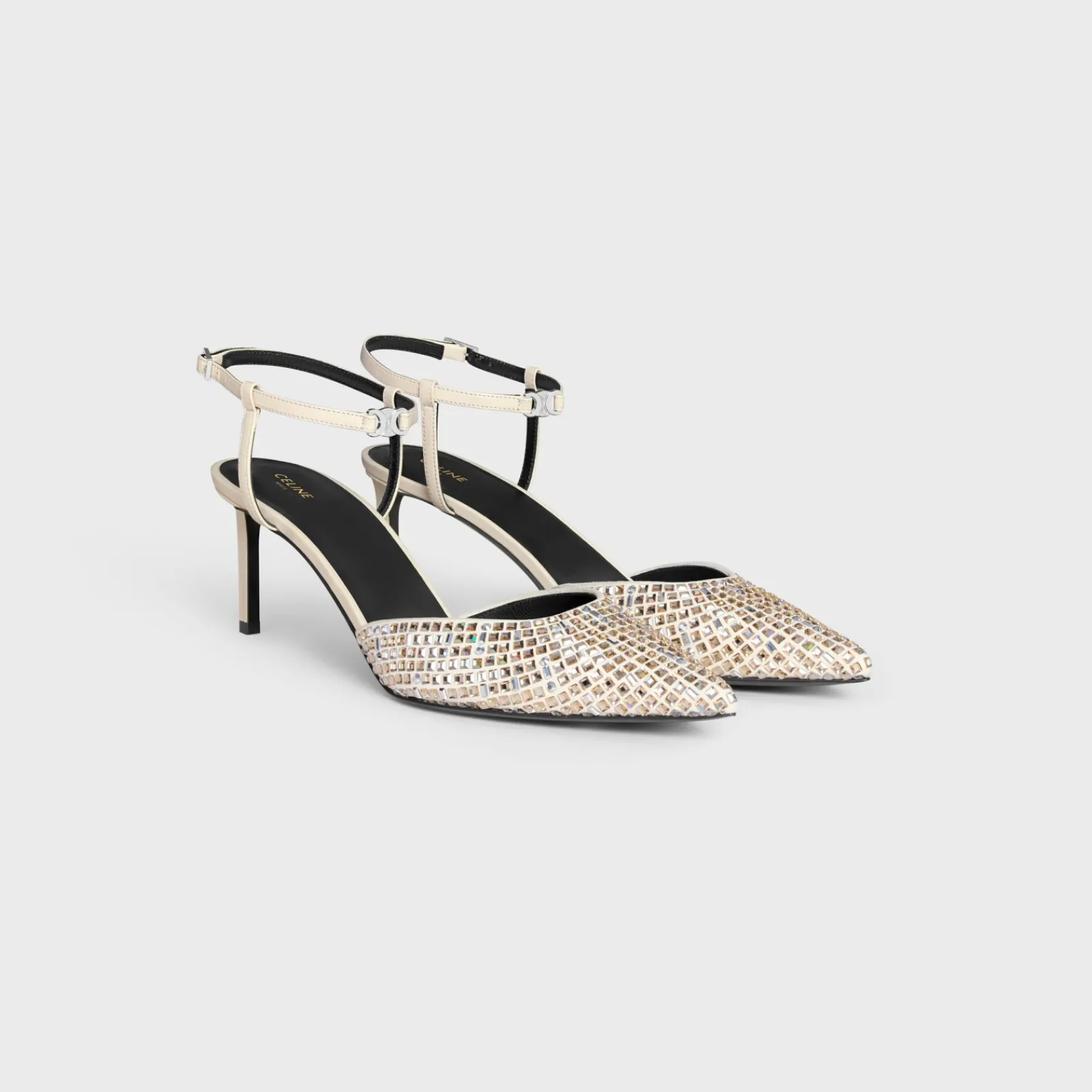 Best KITTEN STRAP PUMP in SUEDE GOATSKIN WITH STRASS & LAMBSKIN Women Pumps