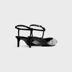 Discount KITTEN STRAP PUMP in SUEDE GOATSKIN WITH STRASS AND CALFSKIN Women Pumps