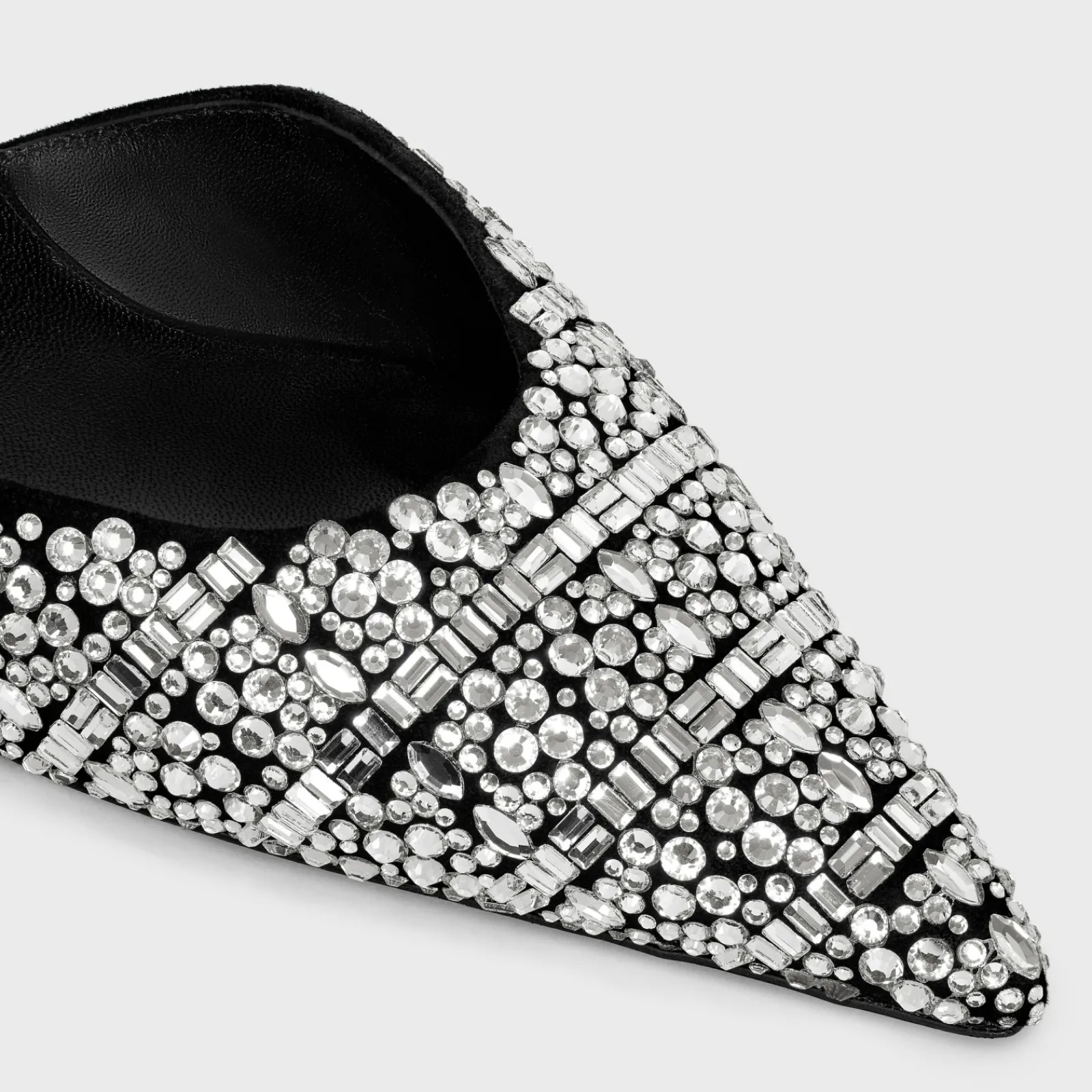 Discount KITTEN STRAP PUMP in SUEDE GOATSKIN WITH STRASS AND CALFSKIN Women Pumps