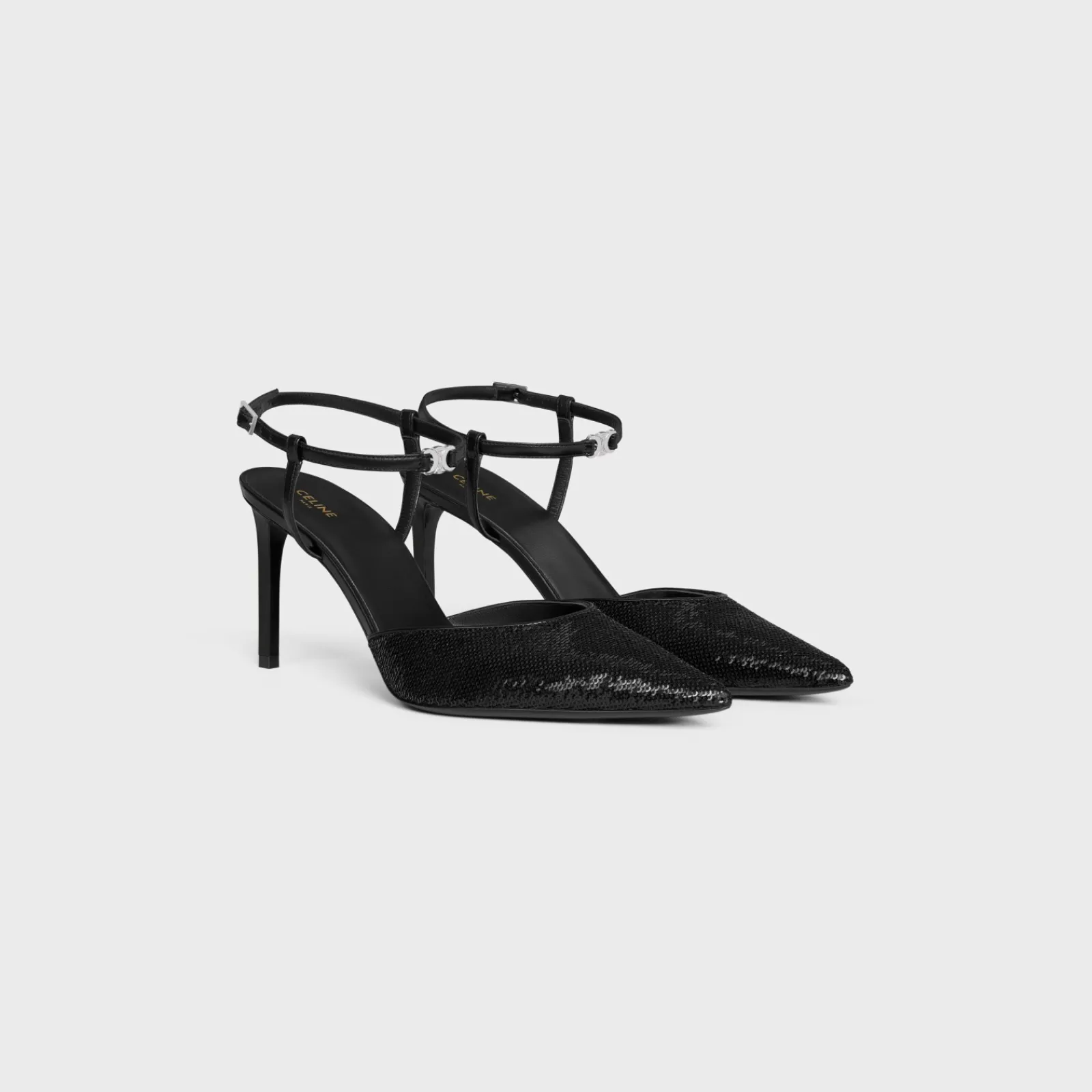Clearance KITTEN TRIOMPHE STRAP PUMP in SEQUINS & CALFSKIN Women Pumps