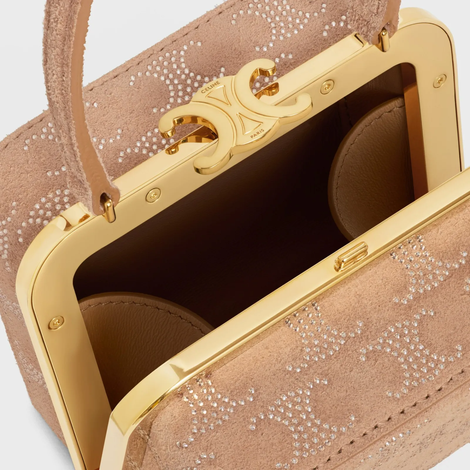 Sale LANA MINAUDIERE in SUEDE CALFSKIN WITH TRIOMPHE STRASS Women More Lines·Other Lines | Categories·Top-Handle Bags