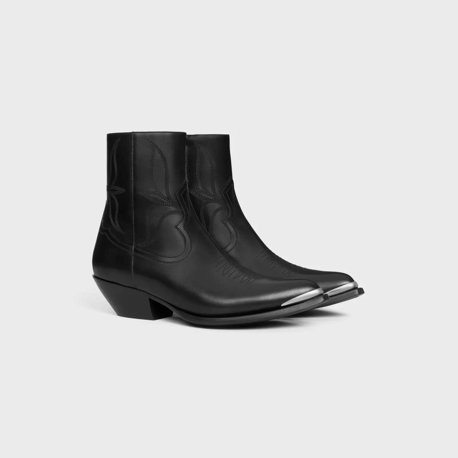 Fashion LEON ZIPPED BOOT WITH METAL TOE in SHINY CALFSKIN Boots
