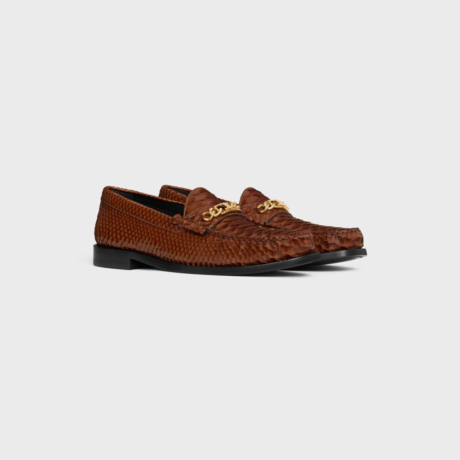 Hot LUCO TRIOMPHE CHAIN LOAFER in PATENT PYTHON STAMPED CALFSKIN Women Loafers And Flats