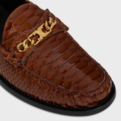 Hot LUCO TRIOMPHE CHAIN LOAFER in PATENT PYTHON STAMPED CALFSKIN Women Loafers And Flats