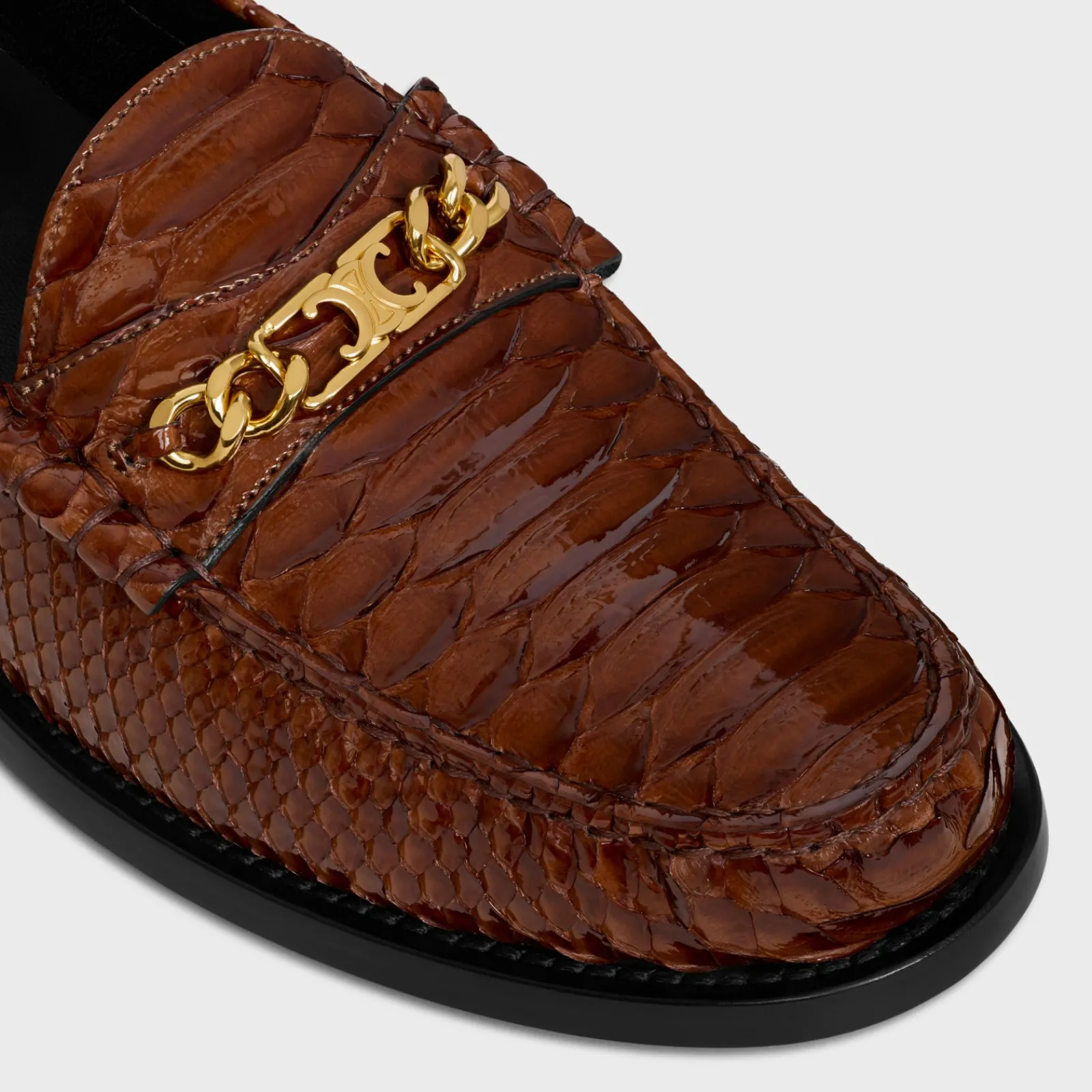 Hot LUCO TRIOMPHE CHAIN LOAFER in PATENT PYTHON STAMPED CALFSKIN Women Loafers And Flats