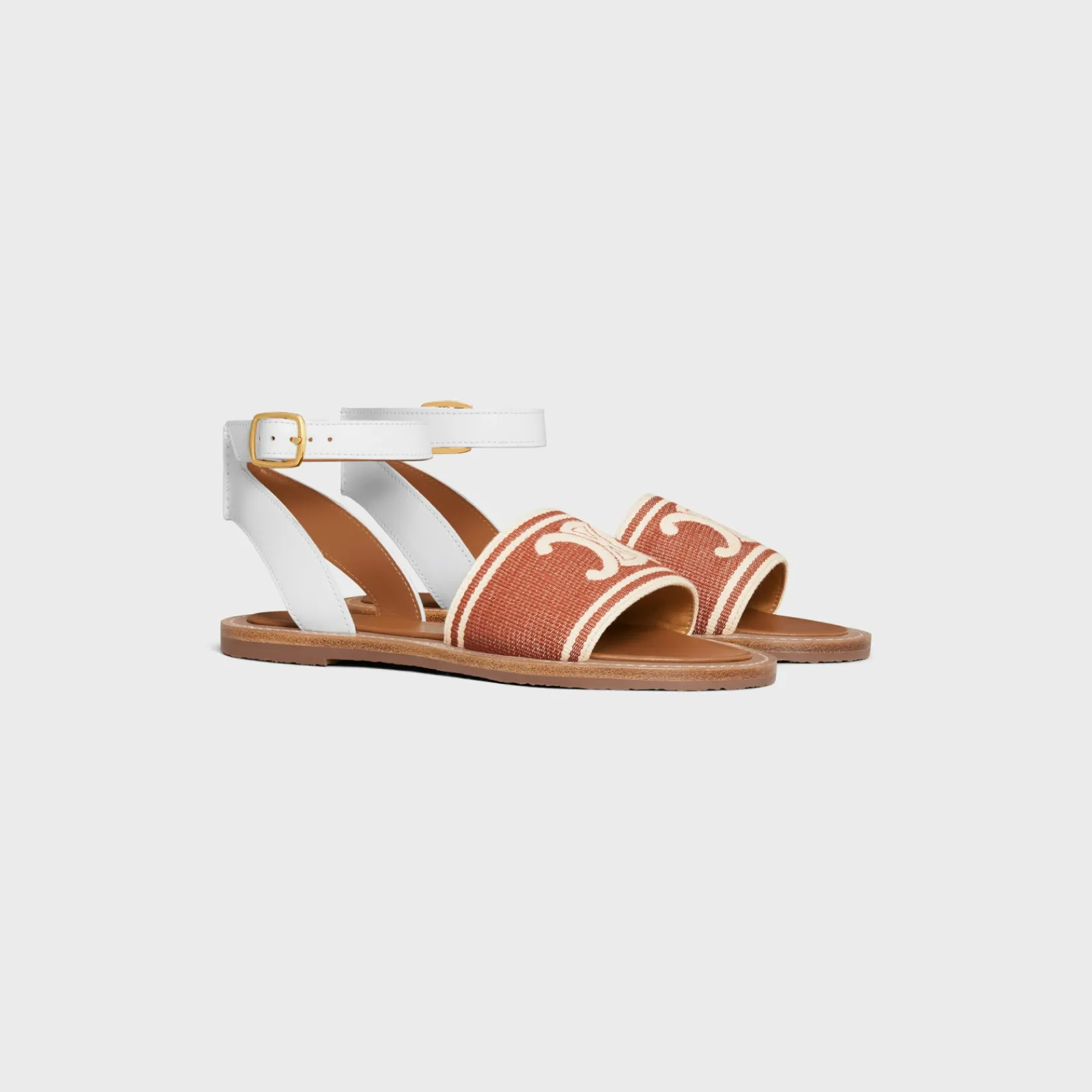 New LYMPIA SANDAL in TRIOMPHE JACQUARD CANVAS & CALFSKIN Women Sandals