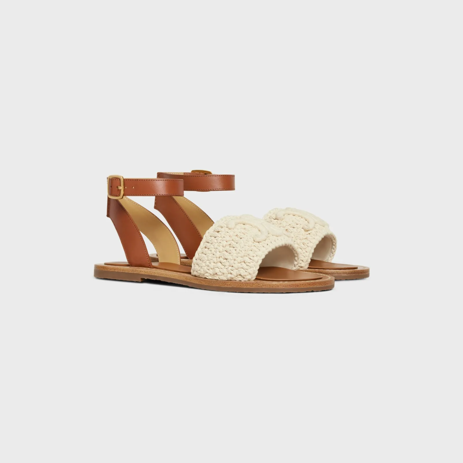 Discount LYMPIA SANDAL in TRIOMPHE MACCRAMÉ COTTON & CALFSKIN Women Sandals